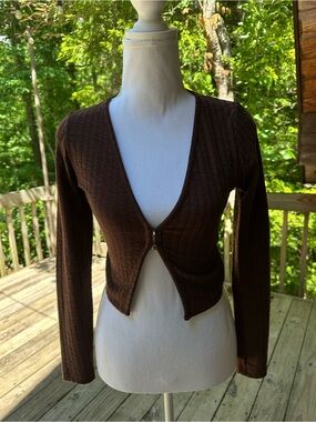 H&M Brown Cropped Cardigan